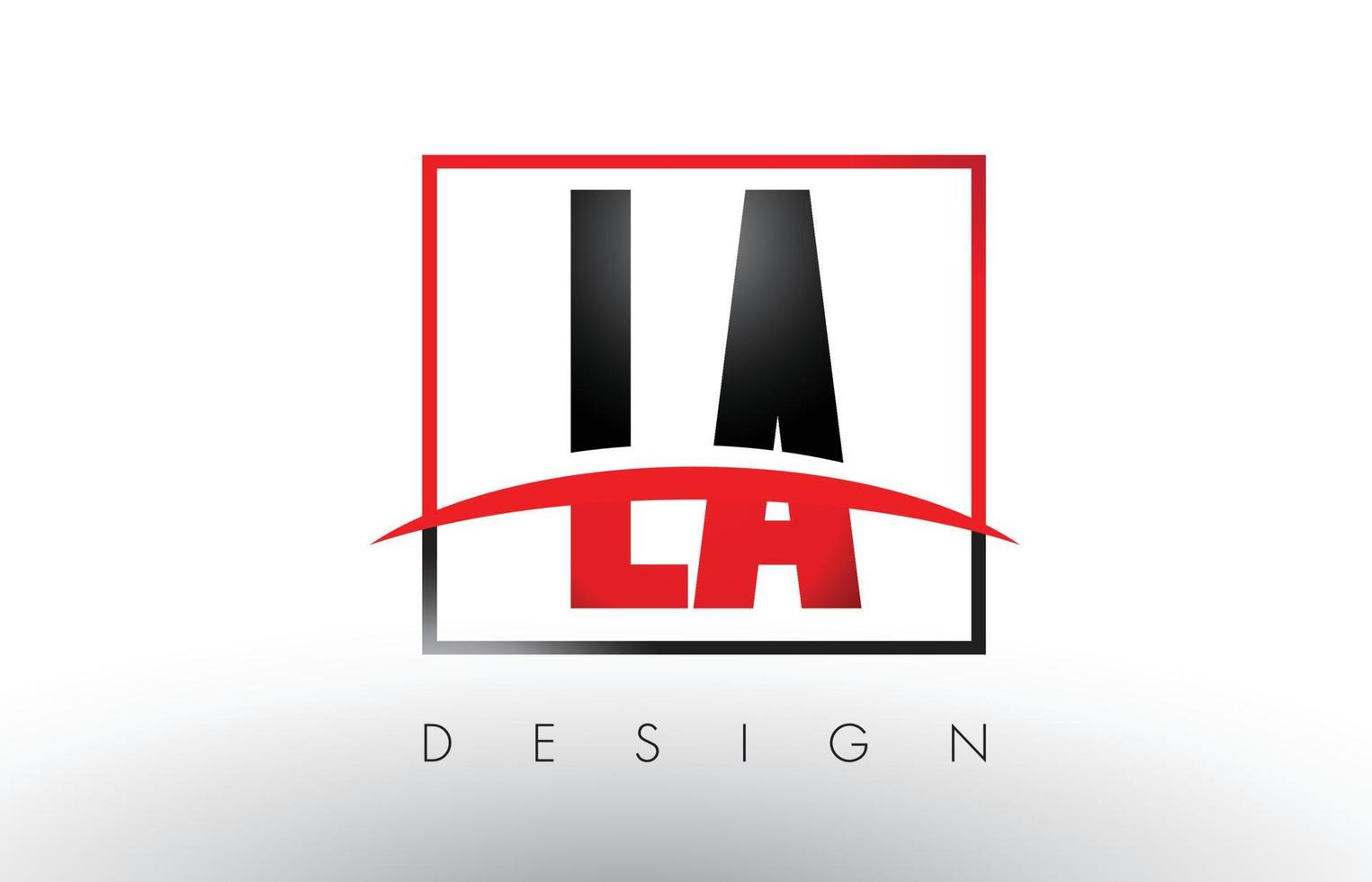 LA L A Logo Letters with Red and Black Colors and Swoosh. vector