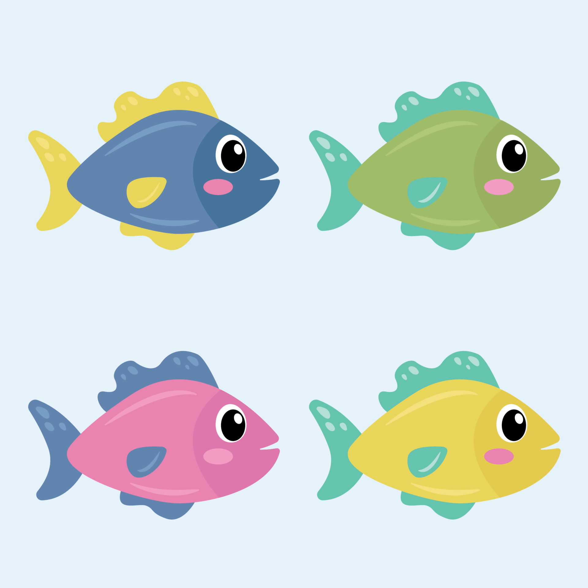 Cute colorful cartoon fish set with big eyes. Sea life. Flat vector  illustration 5085853 Vector Art at Vecteezy