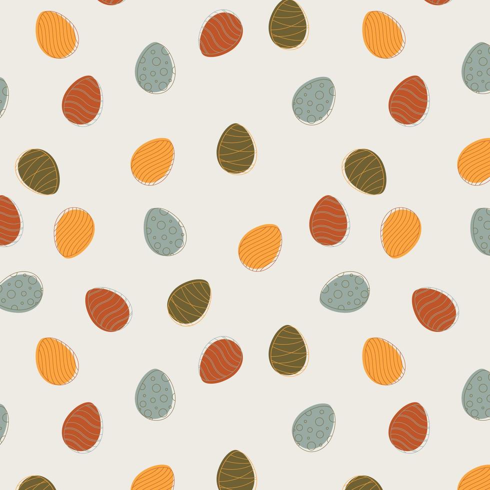 Easter eggs seamless pattern. Simple design concept with line and filling for Easter holidays. Flat vector colorful illustration