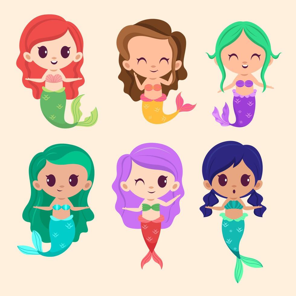 sirena de estilo plano de ilustración vectorial para diseñador crear banner, página web, tarjeta o novela e historia. vector