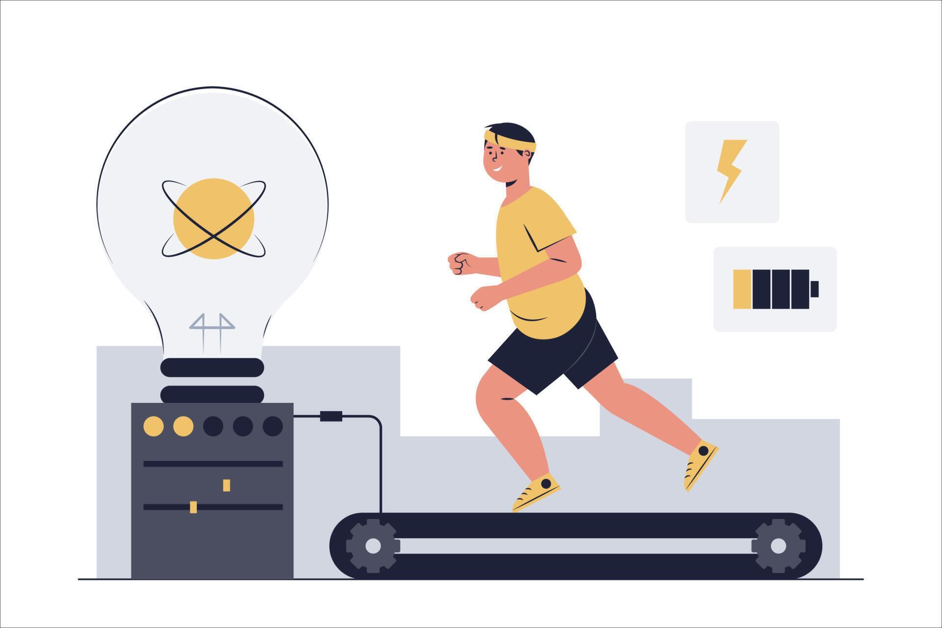 Students are conducting scientific experiments using a treadmill to