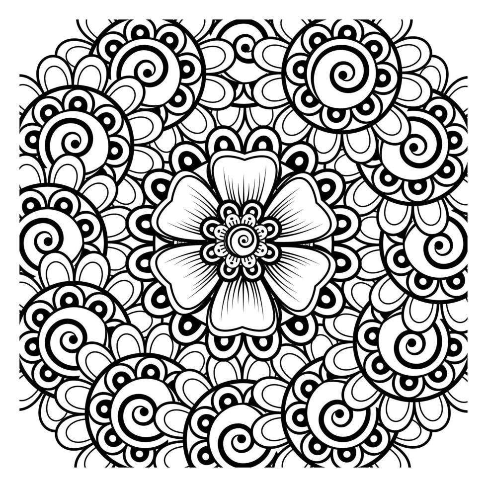 Mehndi flower for henna, mehndi, tattoo, decoration. Decorative ornament in ethnic oriental style. vector