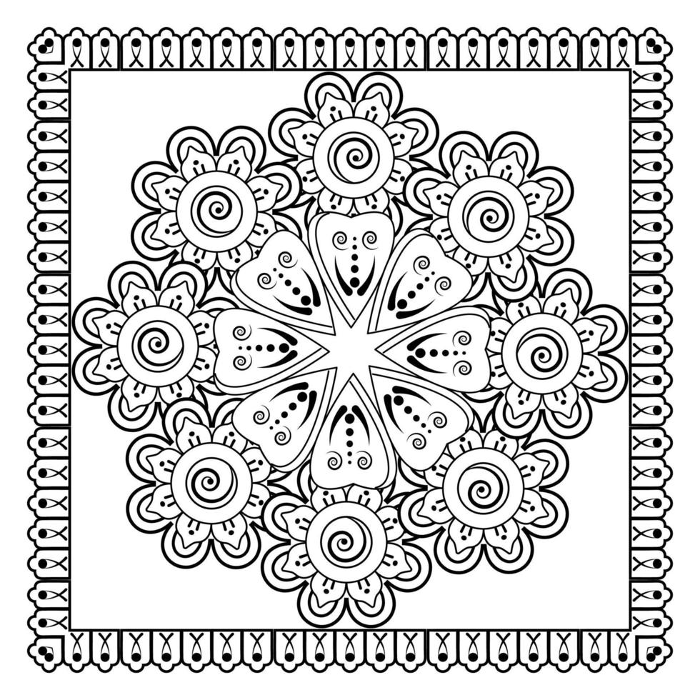 Mehndi flower for henna, mehndi, tattoo, decoration. Decorative ornament in ethnic oriental style. vector