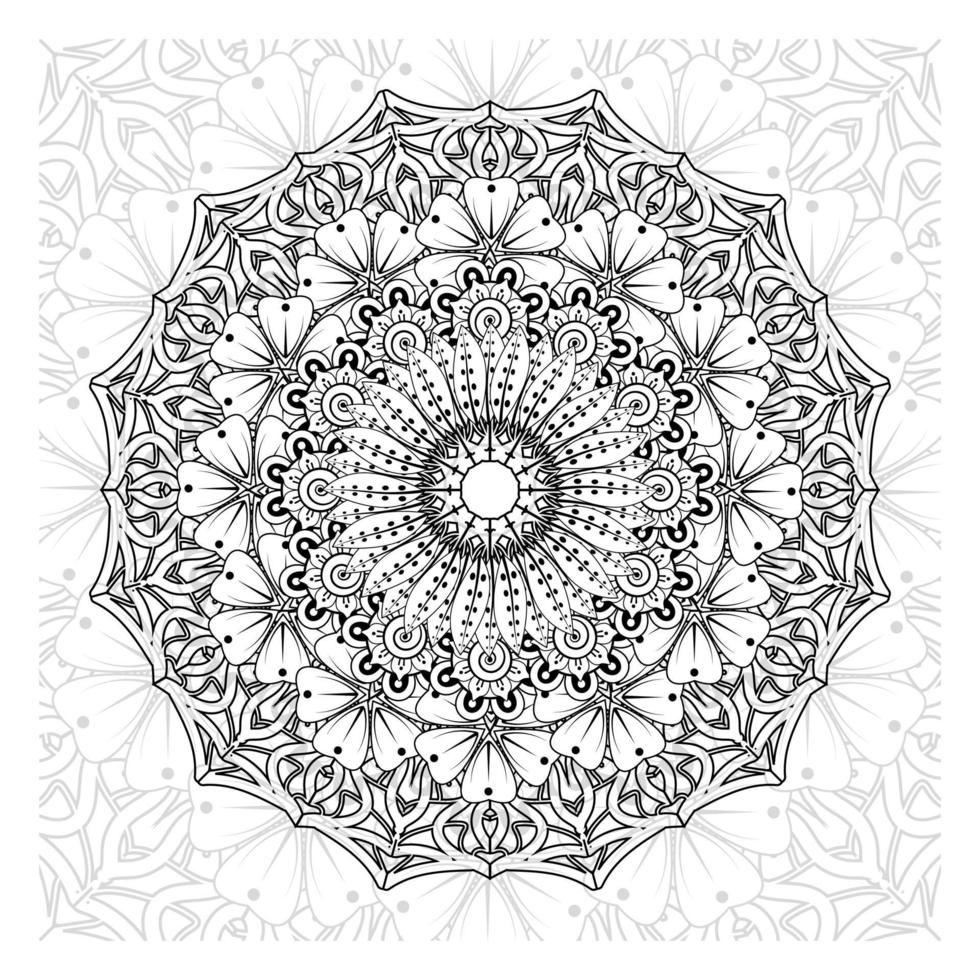 patrón circular en forma de mandala para henna, mehndi, tatuaje, decoración. adorno decorativo en estilo étnico oriental. página de libro para colorear. vector