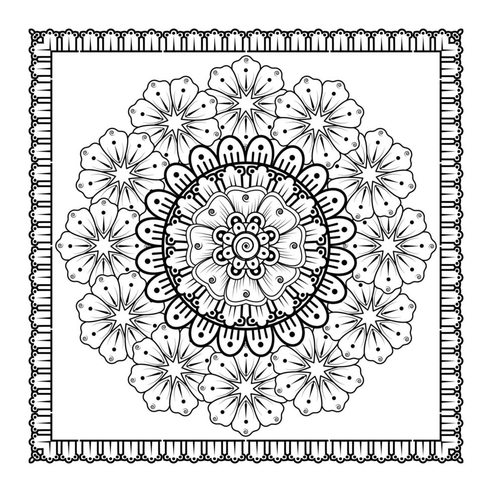 flor mehndi para henna, mehndi, tatuaje, decoración. ornamento decorativo en estilo étnico oriental. vector