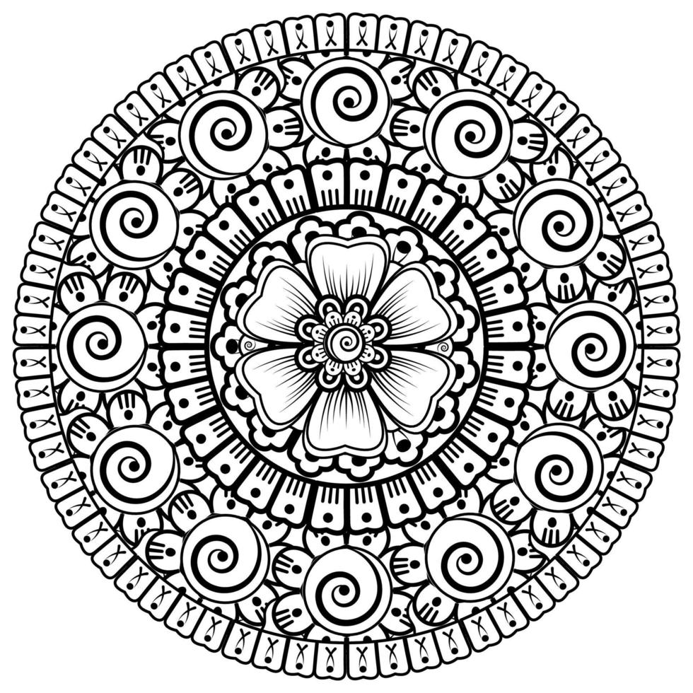 flor mehndi para henna, mehndi, tatuaje, decoración. ornamento decorativo en estilo étnico oriental. vector