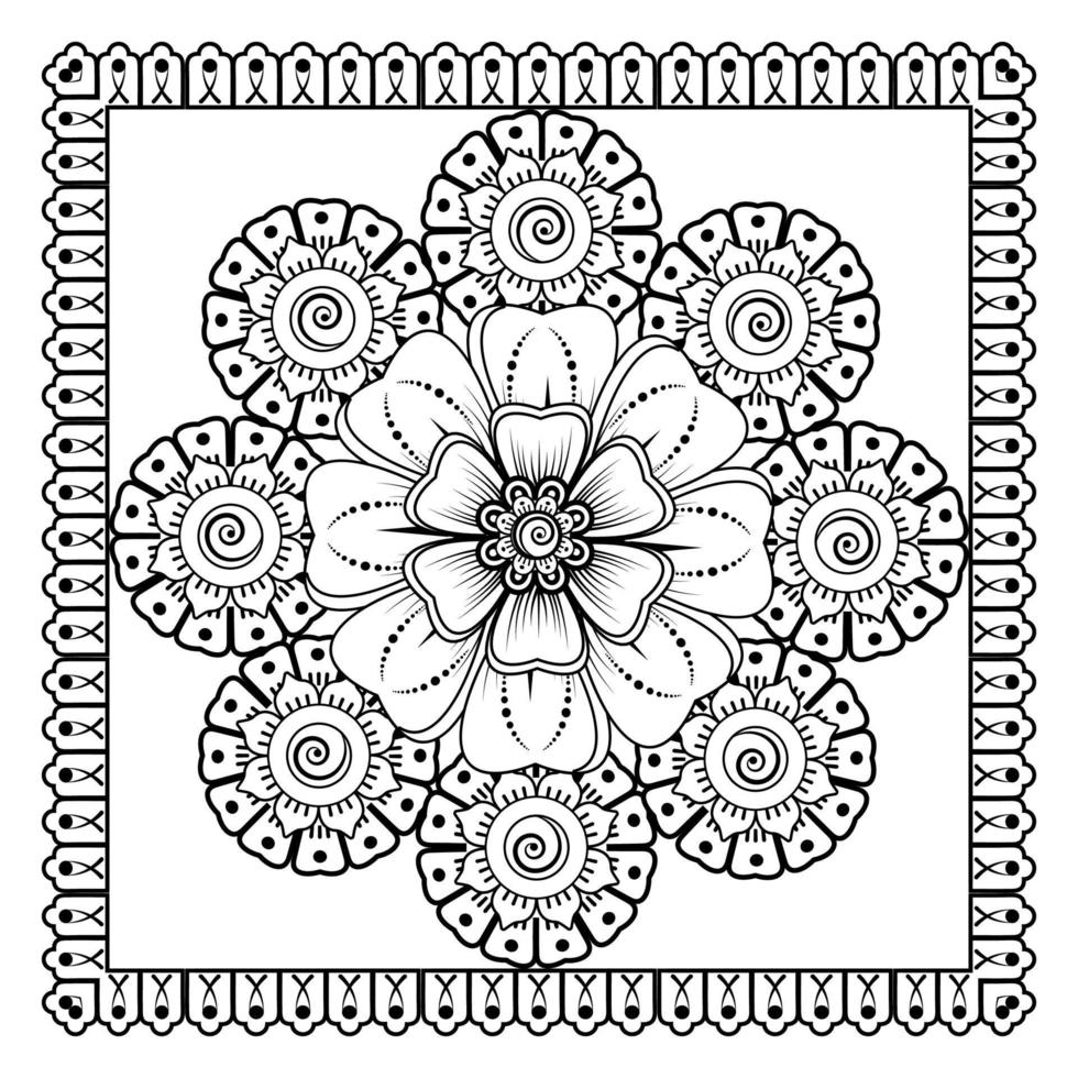 flor mehndi para henna, mehndi, tatuaje, decoración. ornamento decorativo en estilo étnico oriental. vector