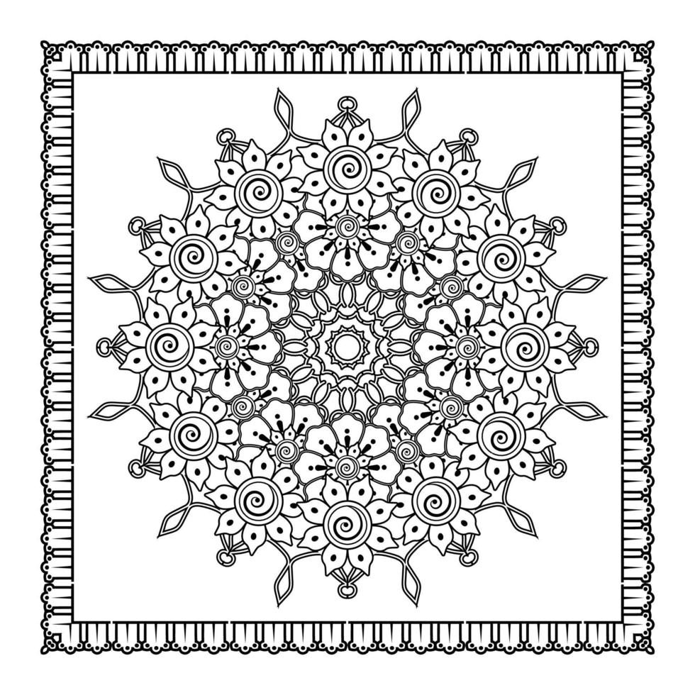 Mehndi flower for henna, mehndi, tattoo, decoration. Decorative ornament in ethnic oriental style. vector