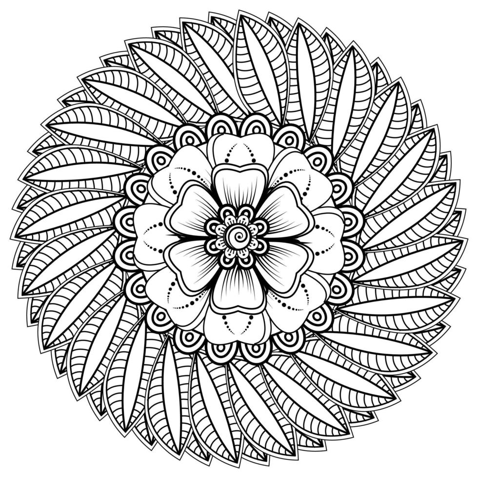 Mehndi flower for henna, mehndi, tattoo, decoration. Decorative ornament in ethnic oriental style. vector