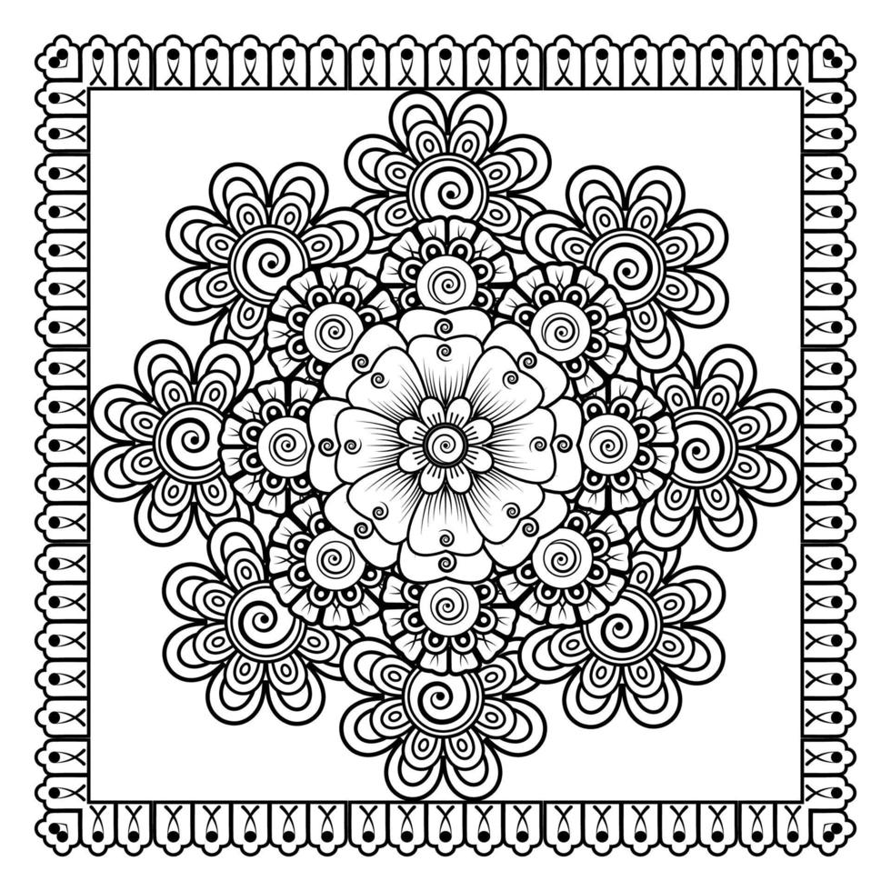 flor mehndi para henna, mehndi, tatuaje, decoración. ornamento decorativo en estilo étnico oriental. vector