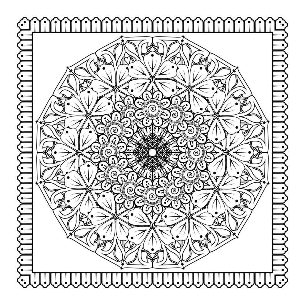 Mehndi flower for henna, mehndi, tattoo, decoration. Decorative ornament in ethnic oriental style. vector