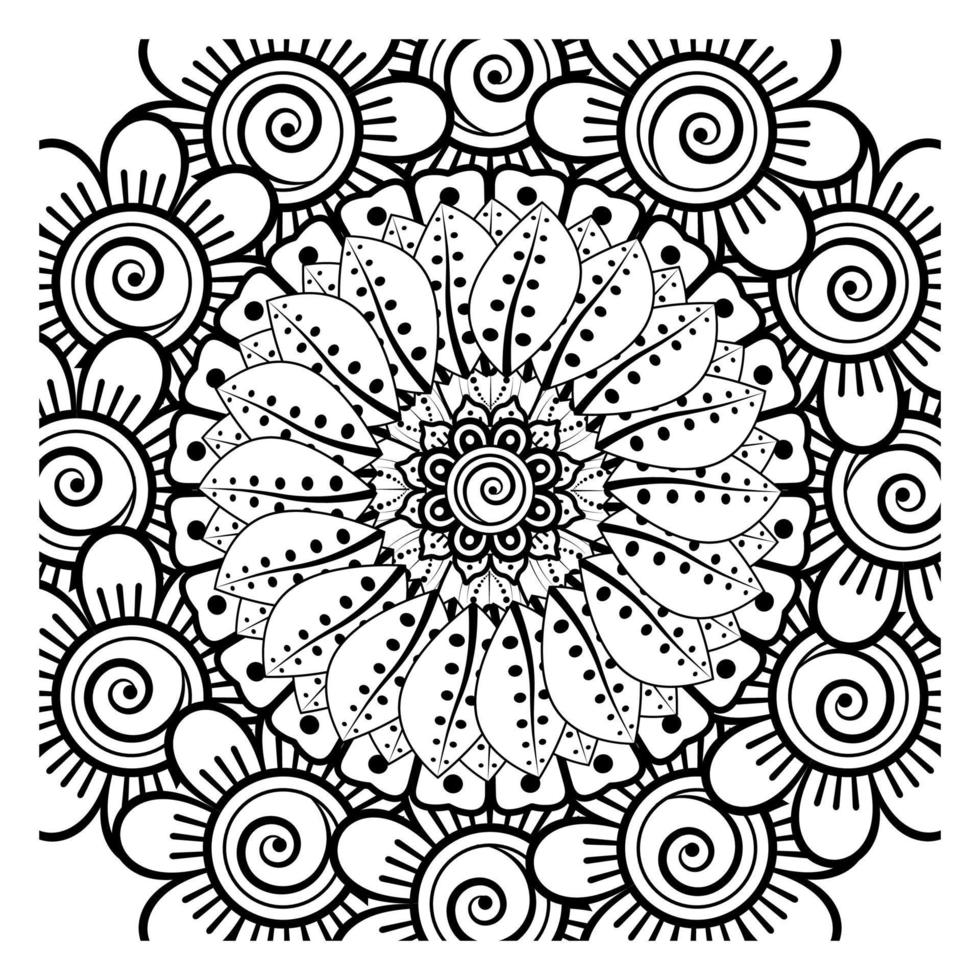 flor mehndi para henna, mehndi, tatuaje, decoración. ornamento decorativo en estilo étnico oriental. vector