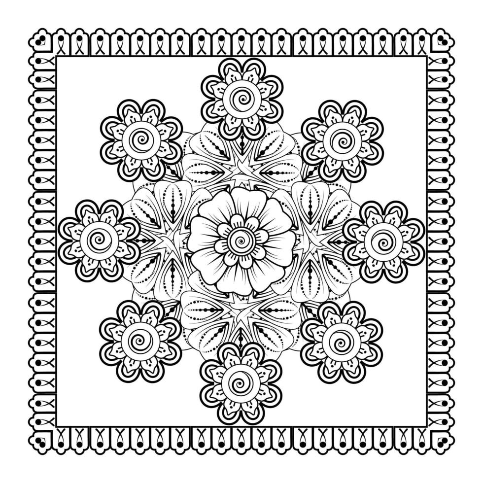 flor mehndi para henna, mehndi, tatuaje, decoración. ornamento decorativo en estilo étnico oriental. vector