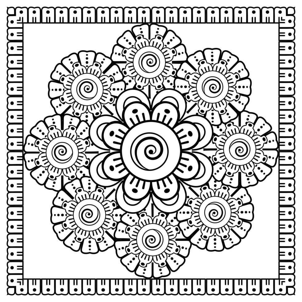 flor mehndi para henna, mehndi, tatuaje, decoración. ornamento decorativo en estilo étnico oriental. vector