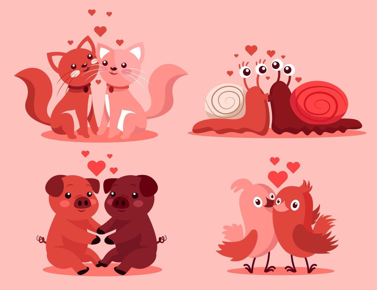 paquete conjunto de animales enamorados vector