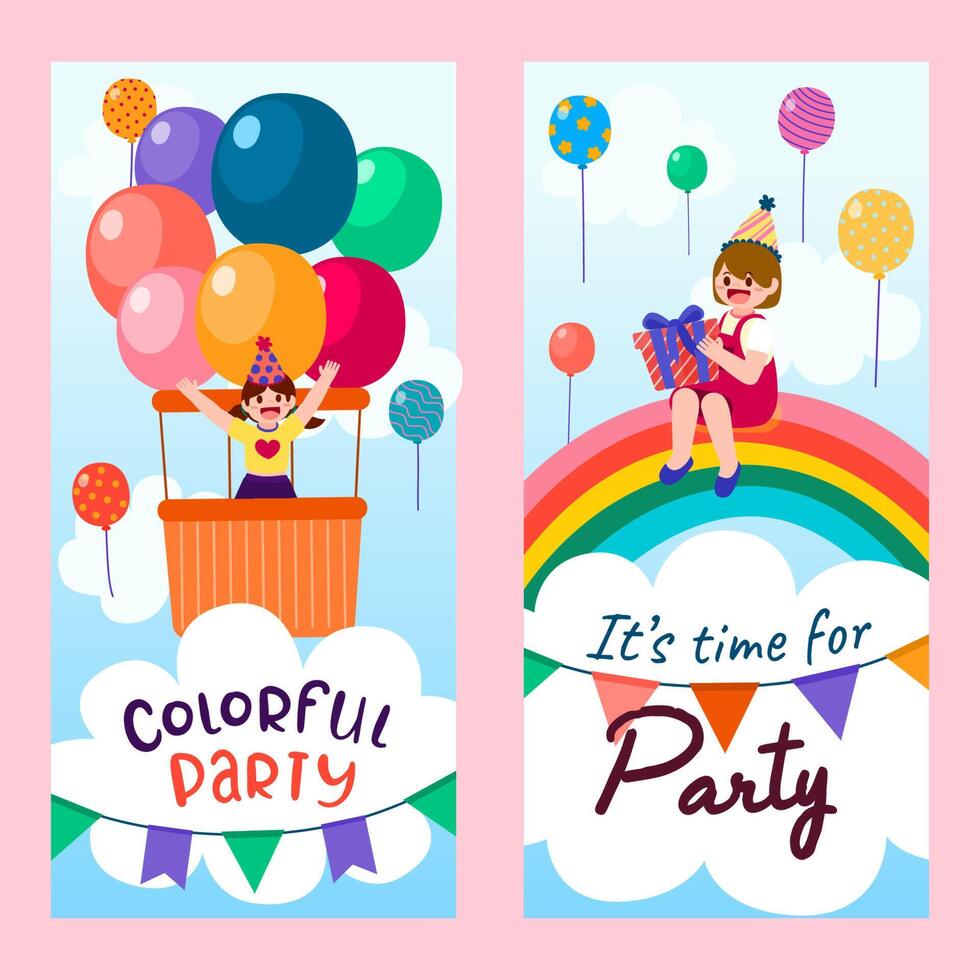 diseño de tarjeta de felicitación con adorable vector de fiesta