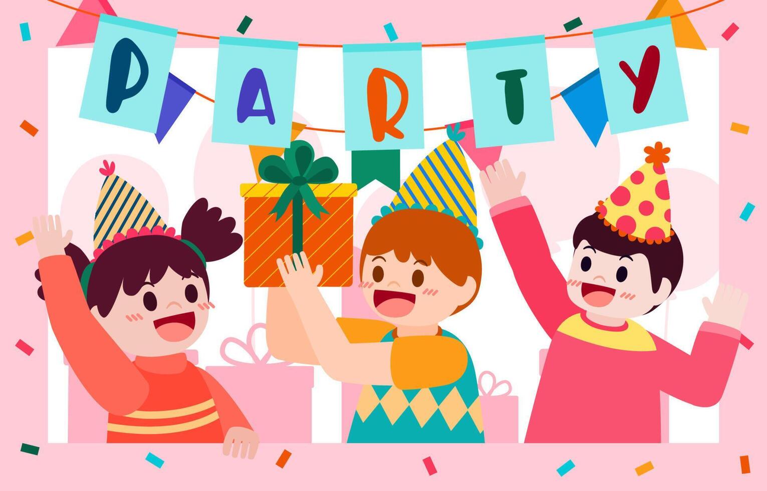 diseño de tarjeta de felicitación con adorable vector de fiesta