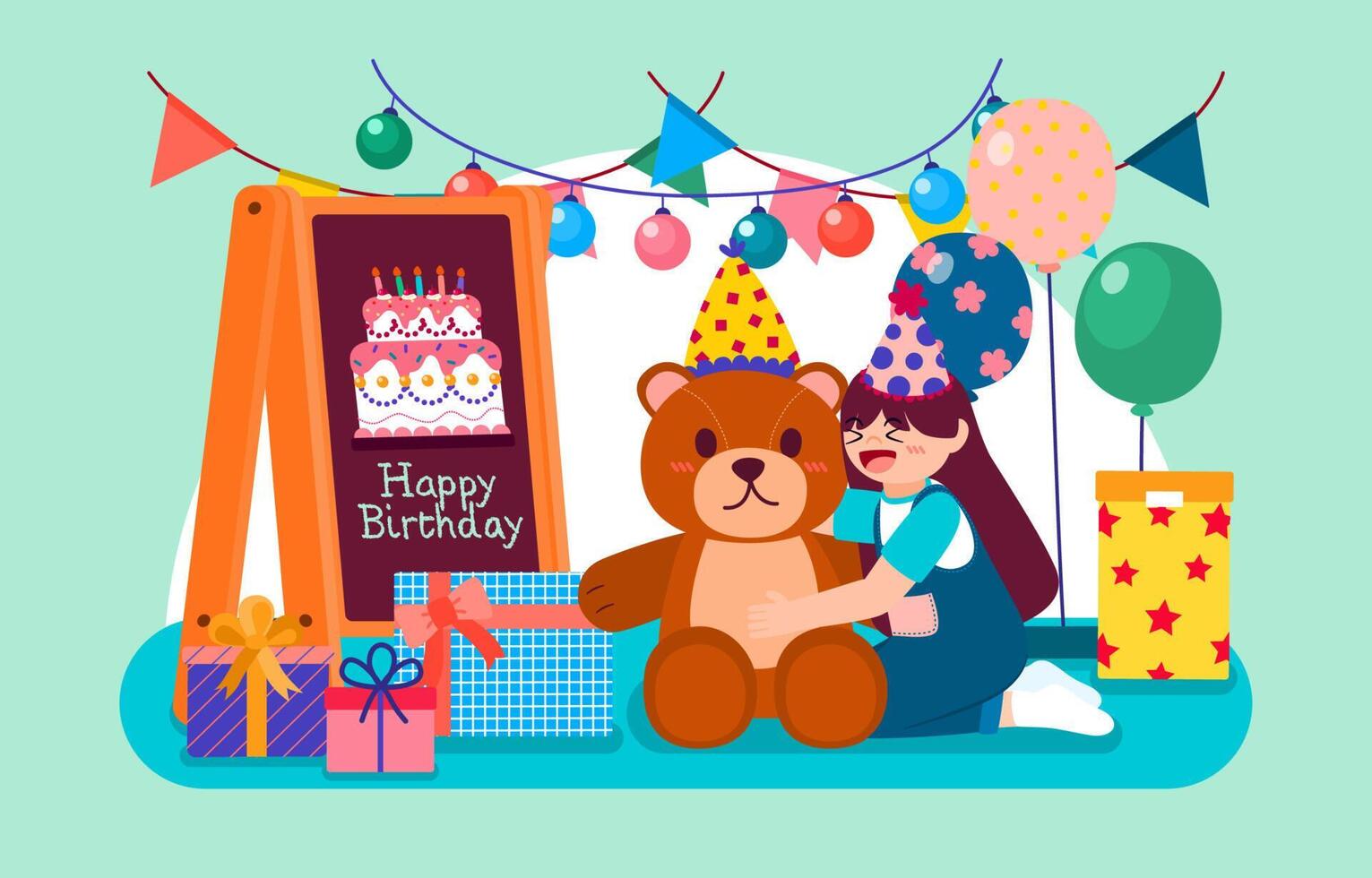 Greeting card design with lovely party vector