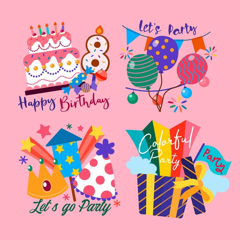 Set of party celebration icons vector