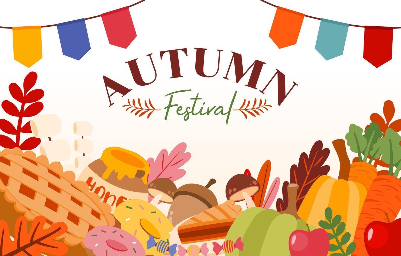 Set of item object for autumn season banner vector