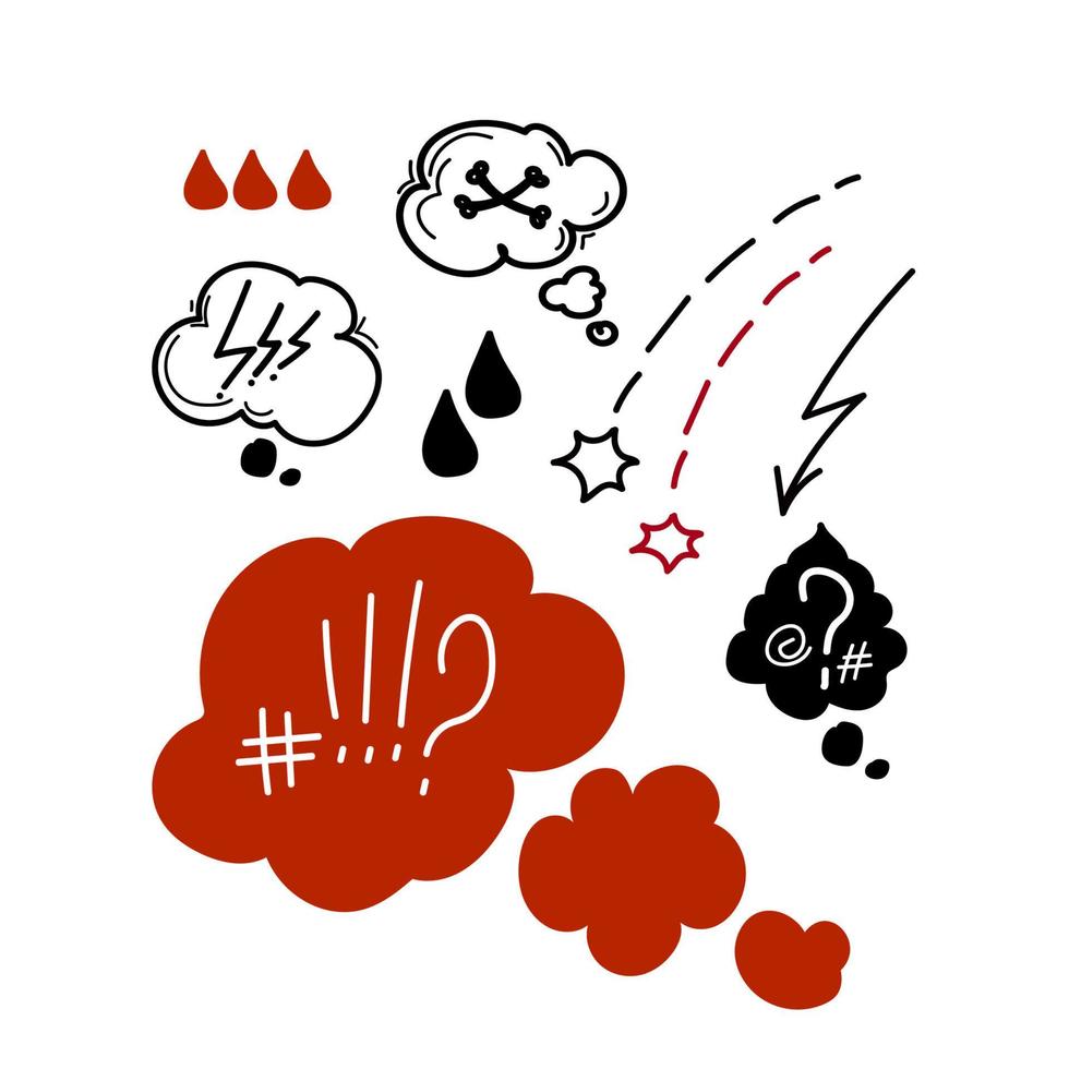 Swear word speech bubble set.  Hand drawn doodle sketch style. Vector illustration.