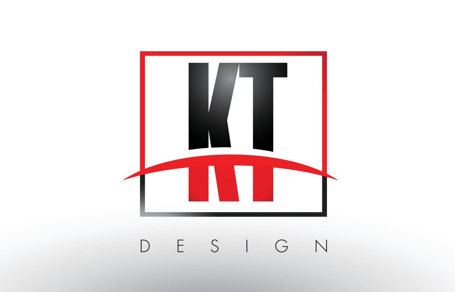 KT K T Logo Letters with Red and Black Colors and Swoosh. vector