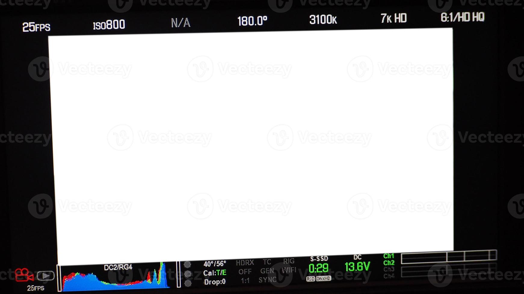 Video recording screen. Professional camera viewfinder frame on monitor screen. photo