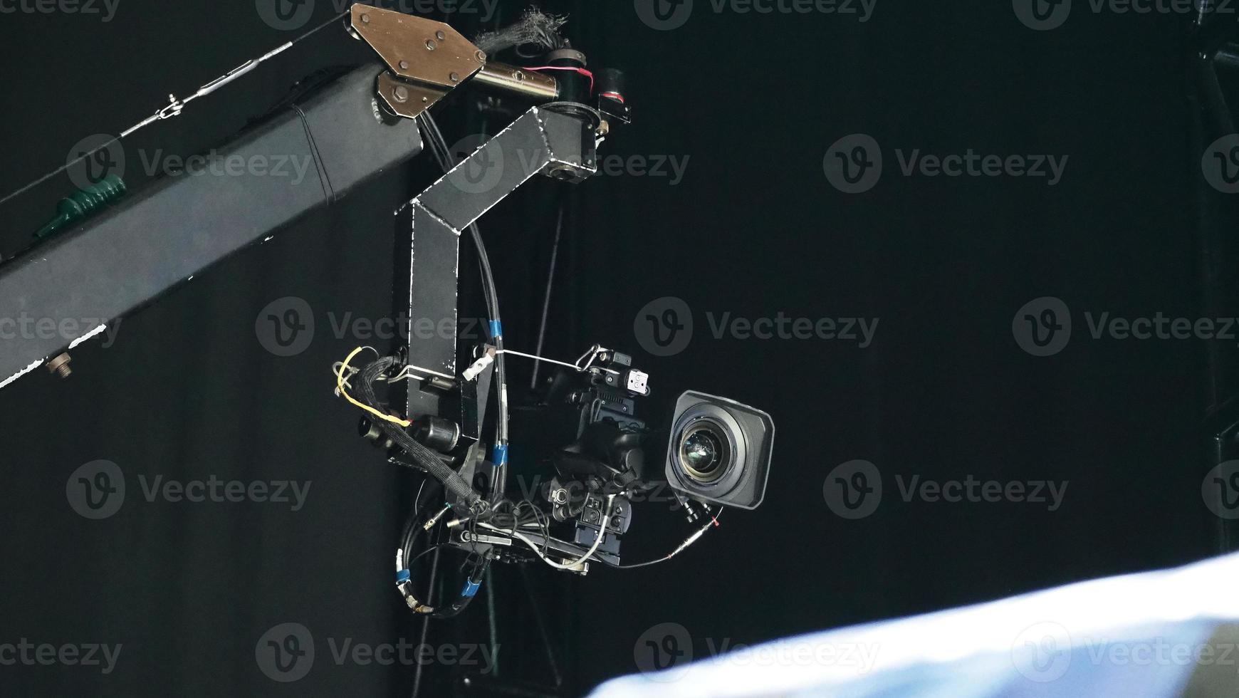 TV Camera broadcast on the crane tripod for shooting or recording and broadcasting photo