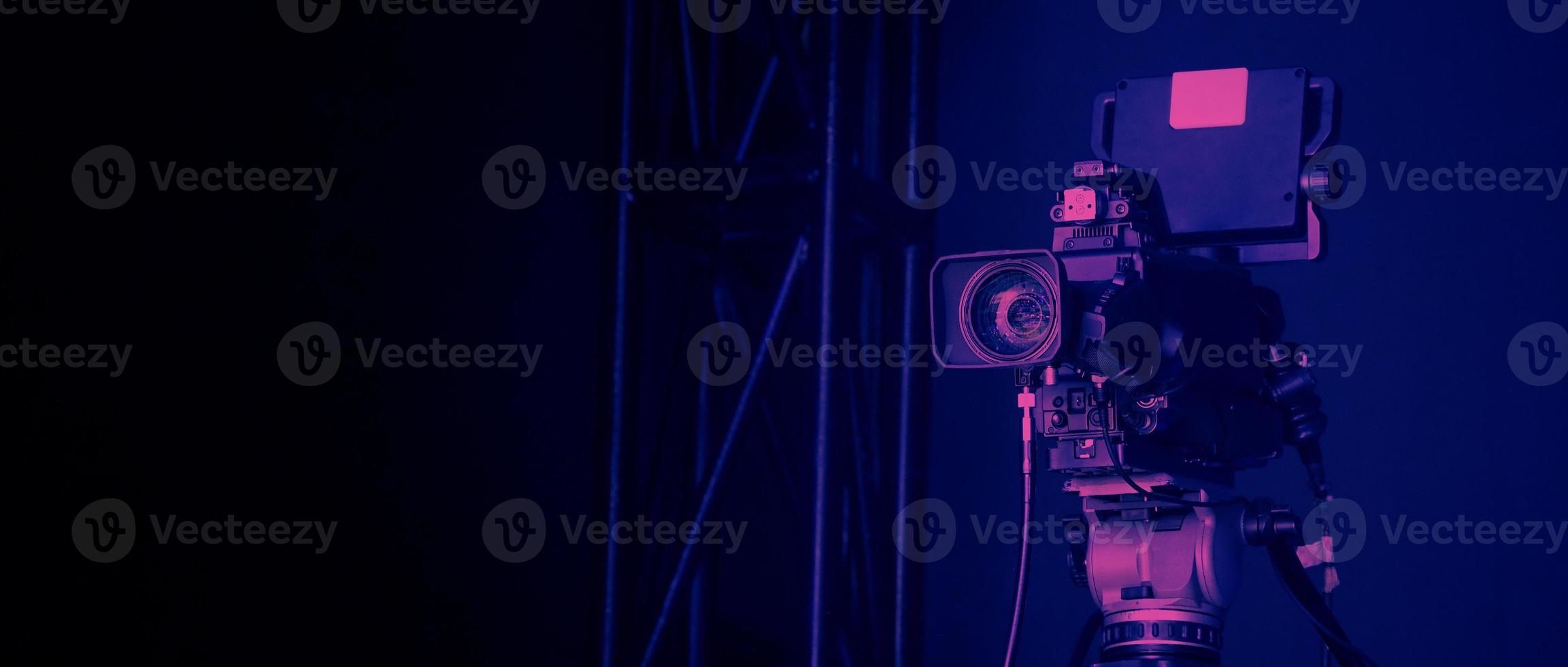 TV Camera broadcast on the crane tripod for shooting or recording and broadcasting photo