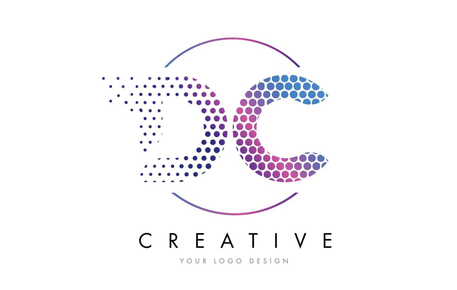 DC D C Pink Magenta Dotted Bubble Letter Logo Design Vector