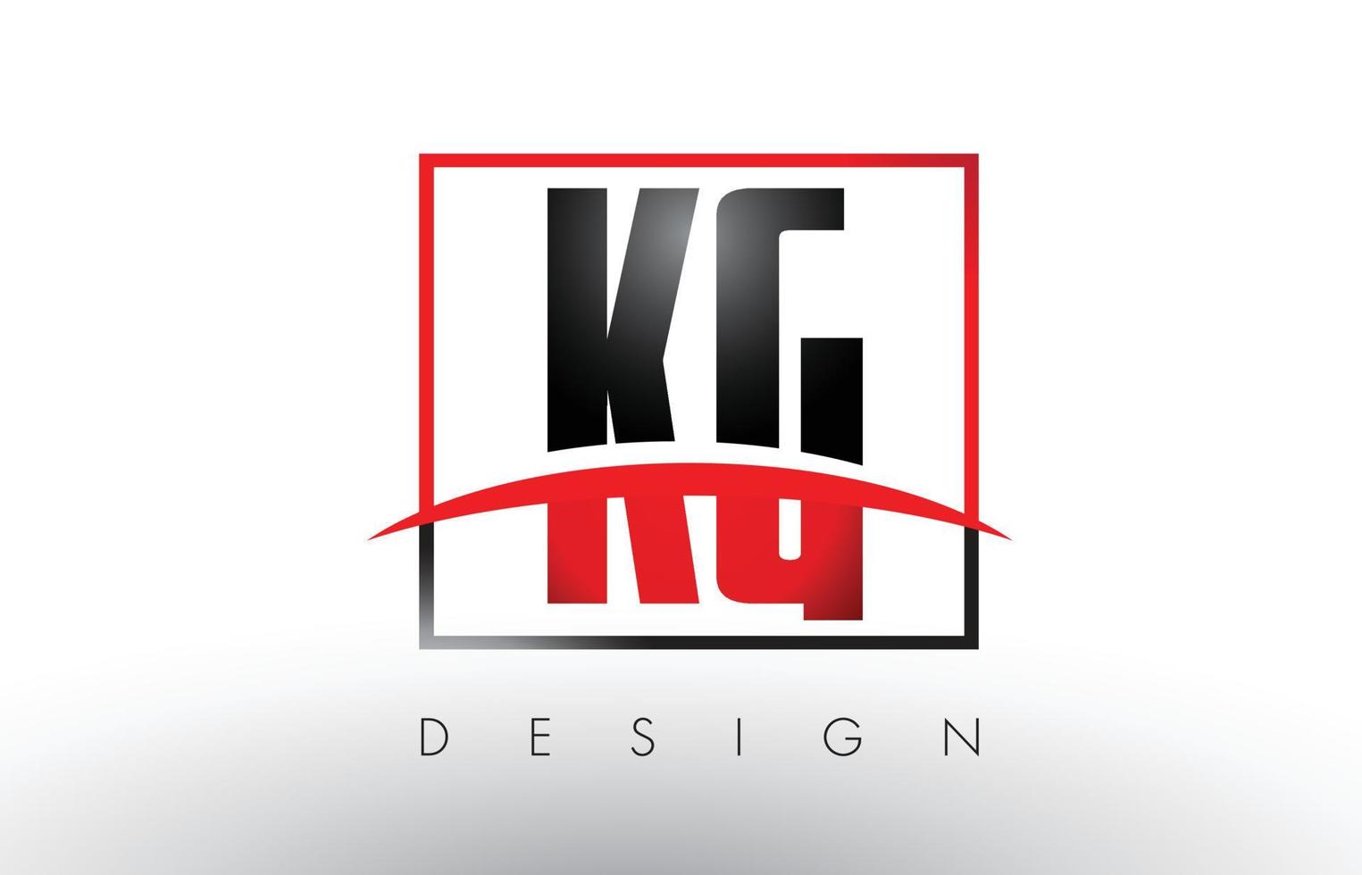 kg kg logo letras con colores rojo y negro y swoosh. vector