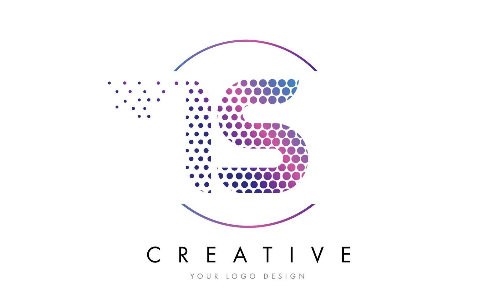 IS I S Pink Magenta Dotted Bubble Letter Logo Design Vector