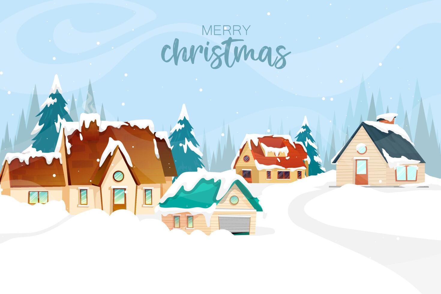 Rural scene backgroud A peaceful countryside set in snow all over Christmas. vector