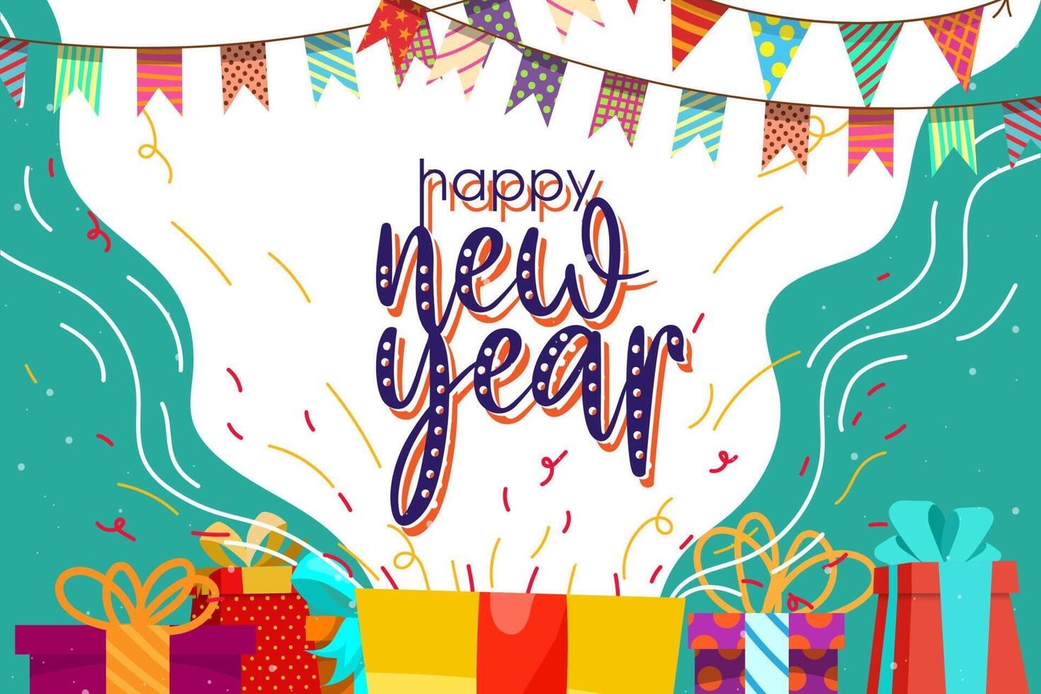Greeting New year 2022 card cartoon with lettering vector illustration