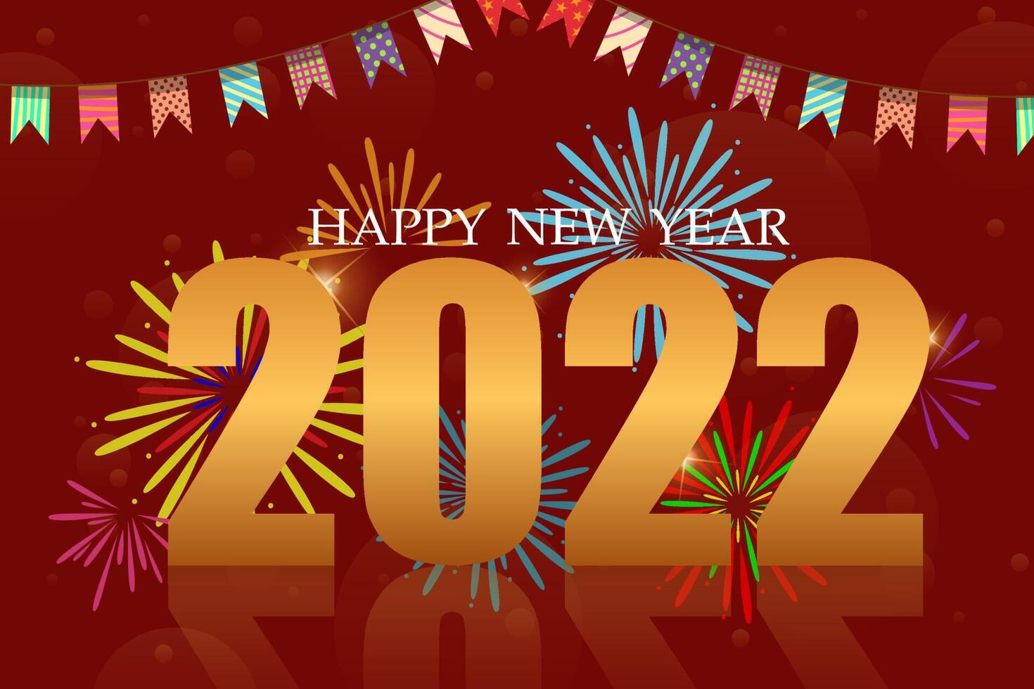 Greeting New year 2022 card cartoon with lettering vector illustration