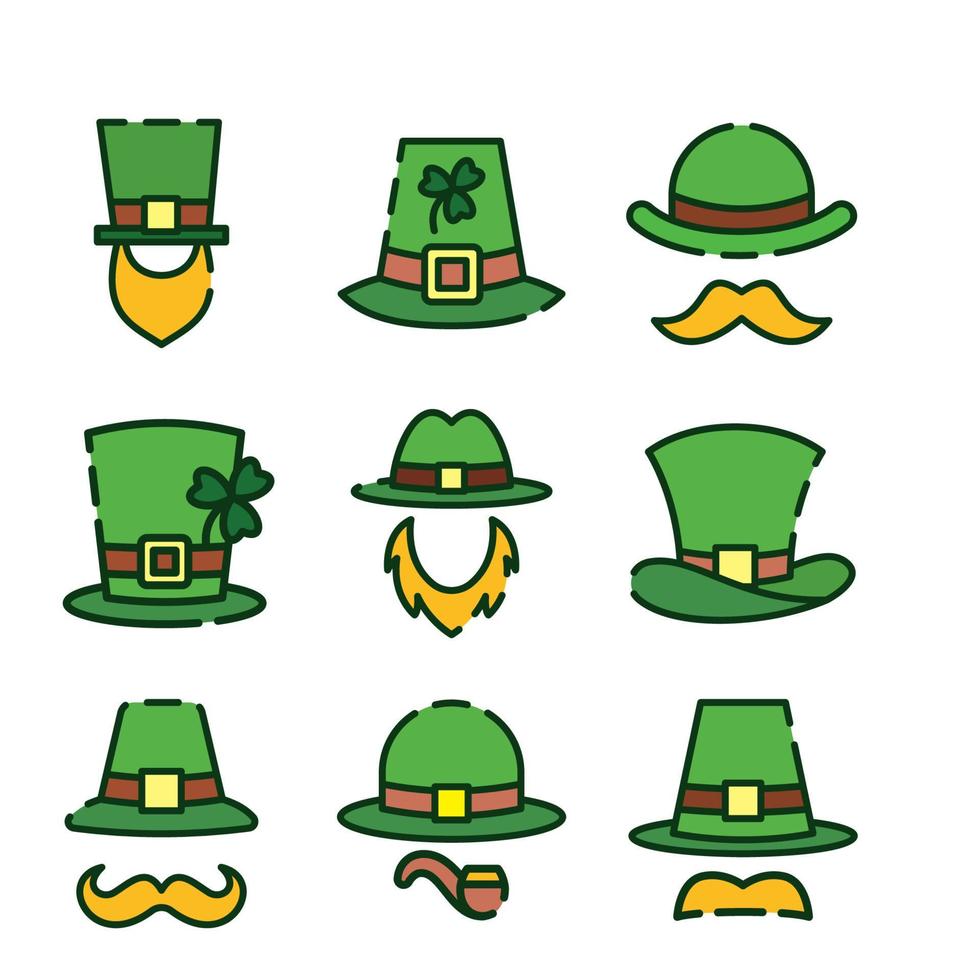 conjunto de sombrero del día de san patricio vector