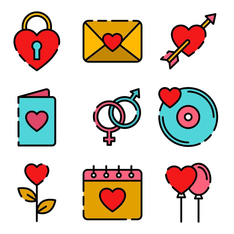 conjunto de iconos del día de san valentín vector