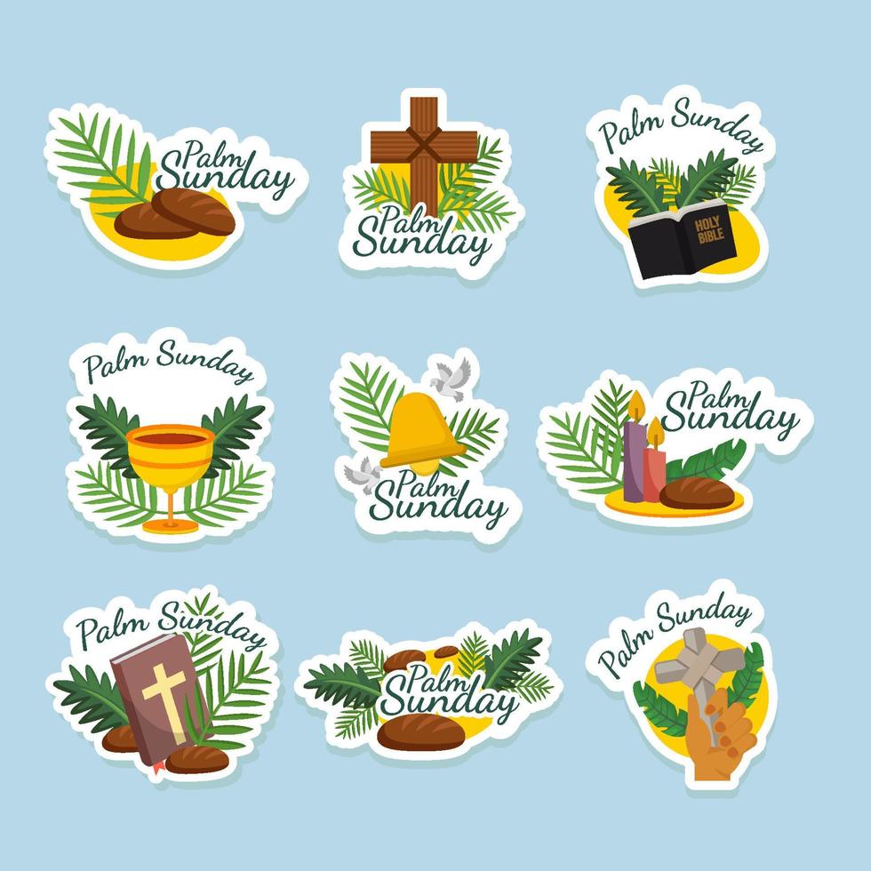 Set of Palm Sunday Sticker vector