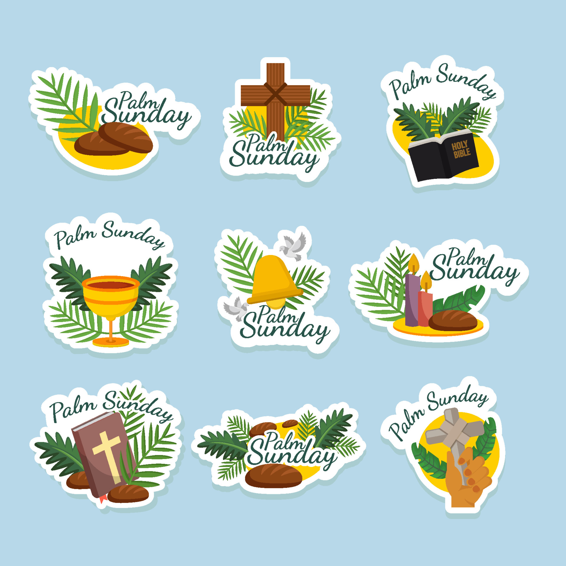 Set of Palm Sunday Sticker 5087495 Vector Art at Vecteezy