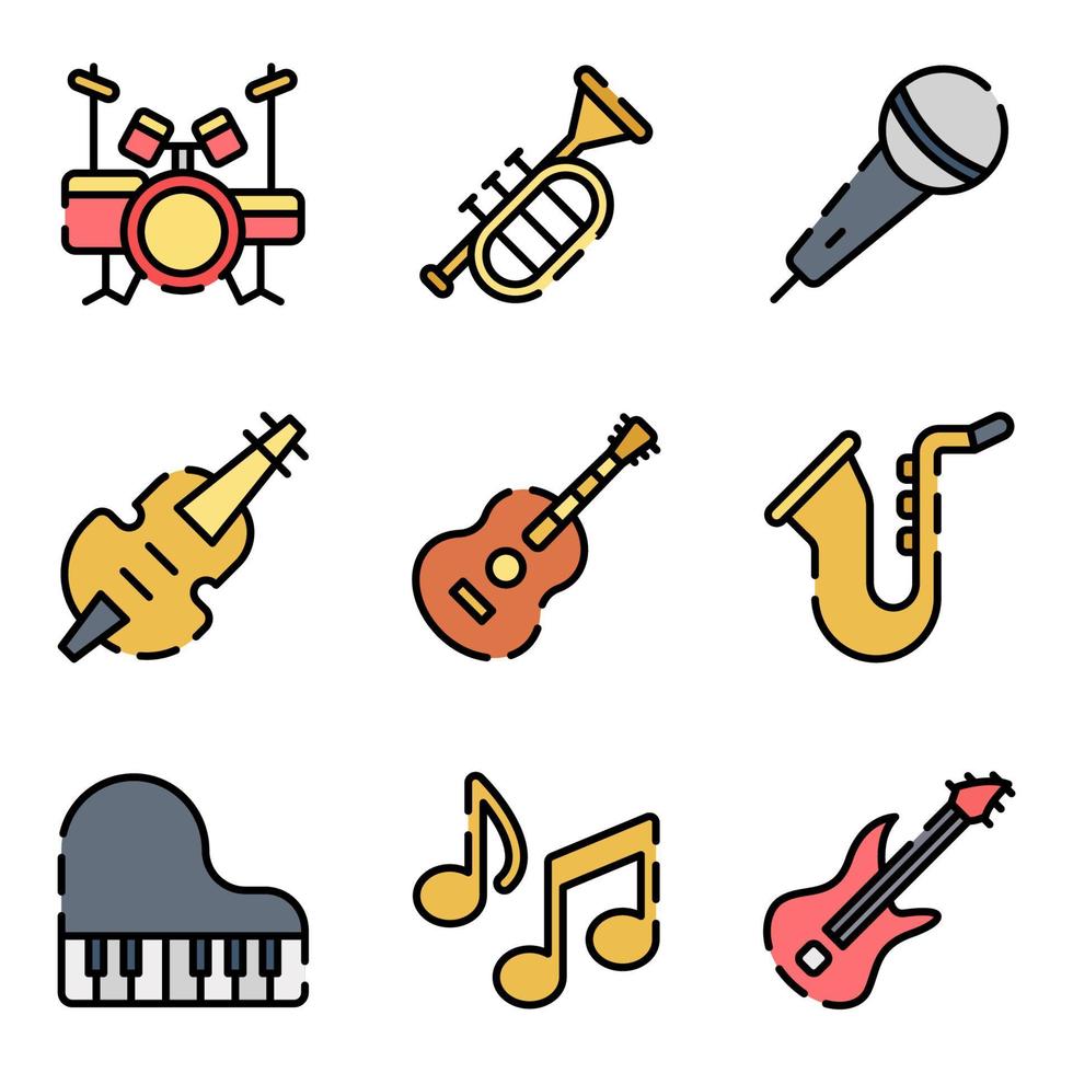 conjunto de iconos de música jazz vector