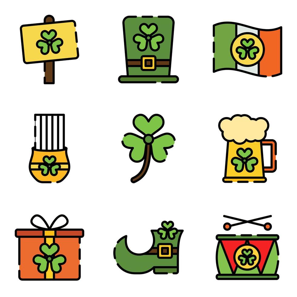 conjunto de iconos del día de san patricio vector