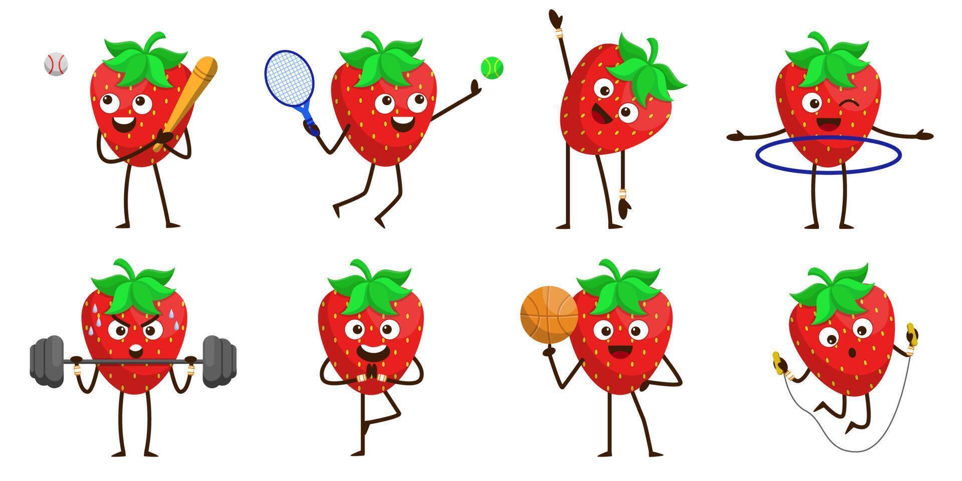 Bundle Set of fruit cartoon mascot vector