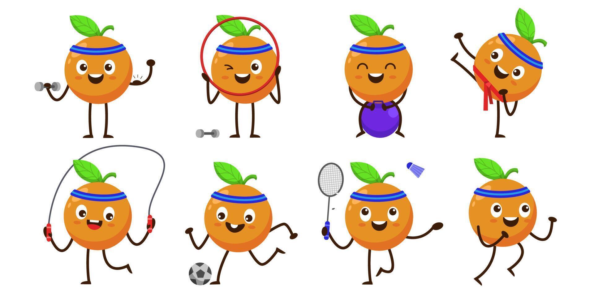 paquete conjunto de vector de mascota de dibujos animados de frutas