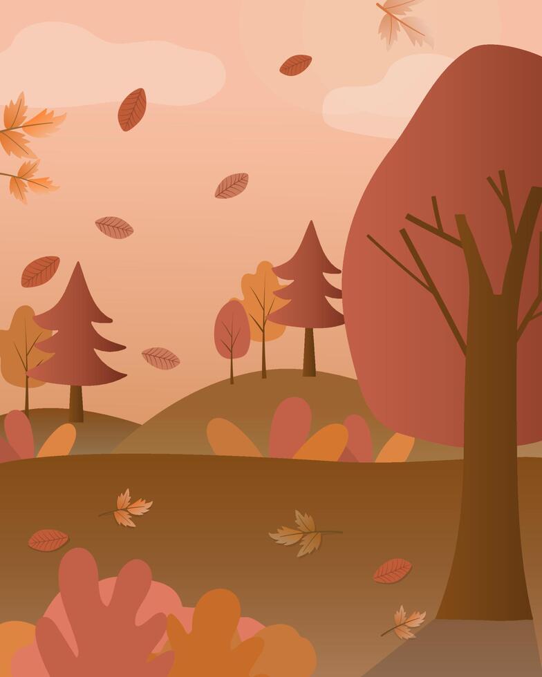 Beautiful Landscape With trees in autumn season vector