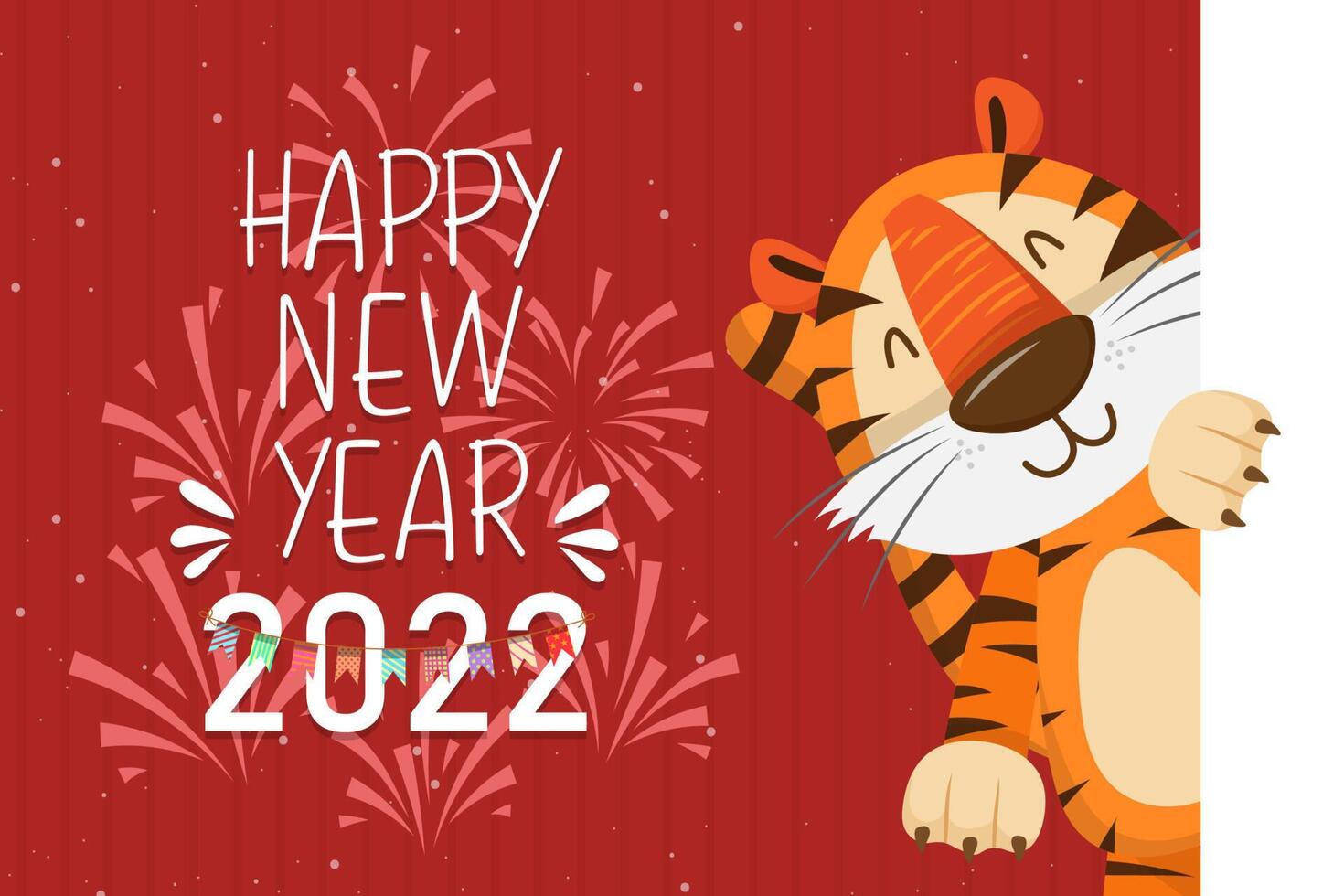 Diseño tipográfico del año del tigre 2022. tigre es elementos tradicionales y zodiaco chino. vector