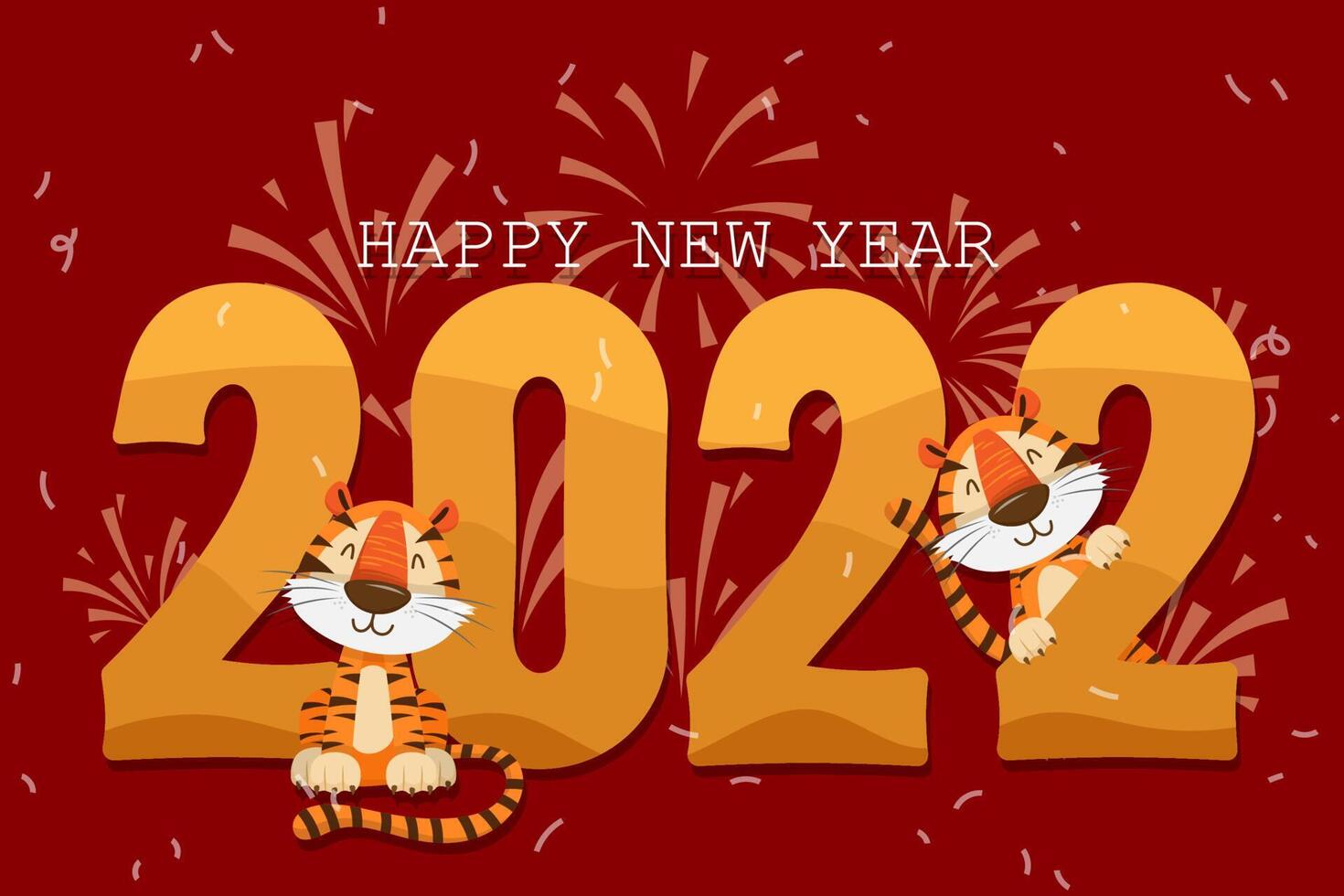 2022 Tiger Year typography design. Tiger is traditional elements and chinese zodiac. vector