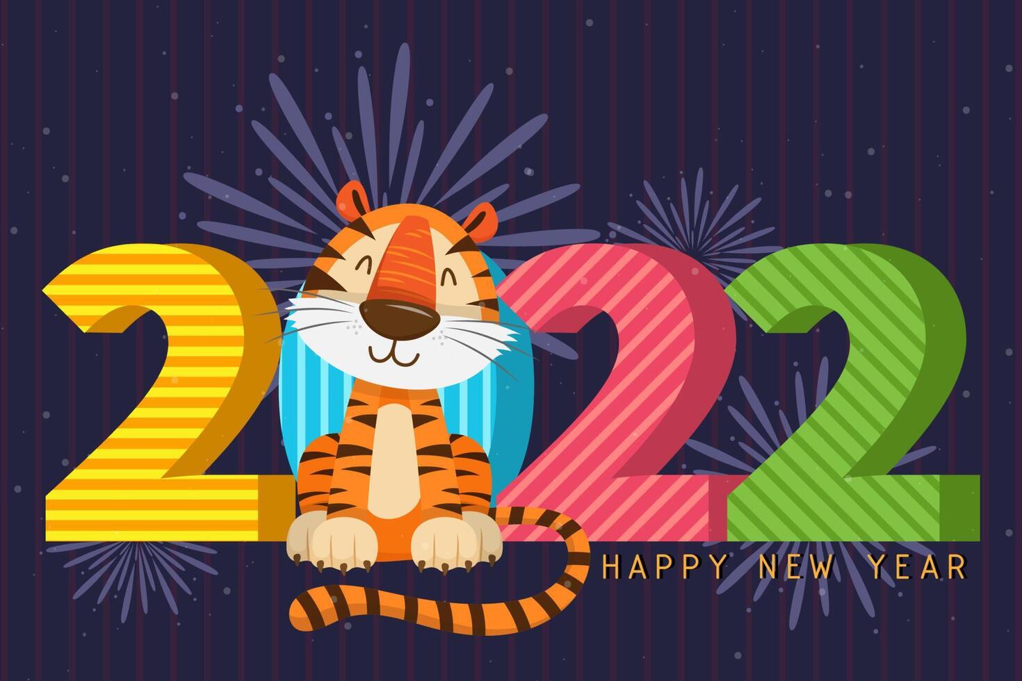 Diseño tipográfico del año del tigre 2022. tigre es elementos tradicionales y zodiaco chino. vector