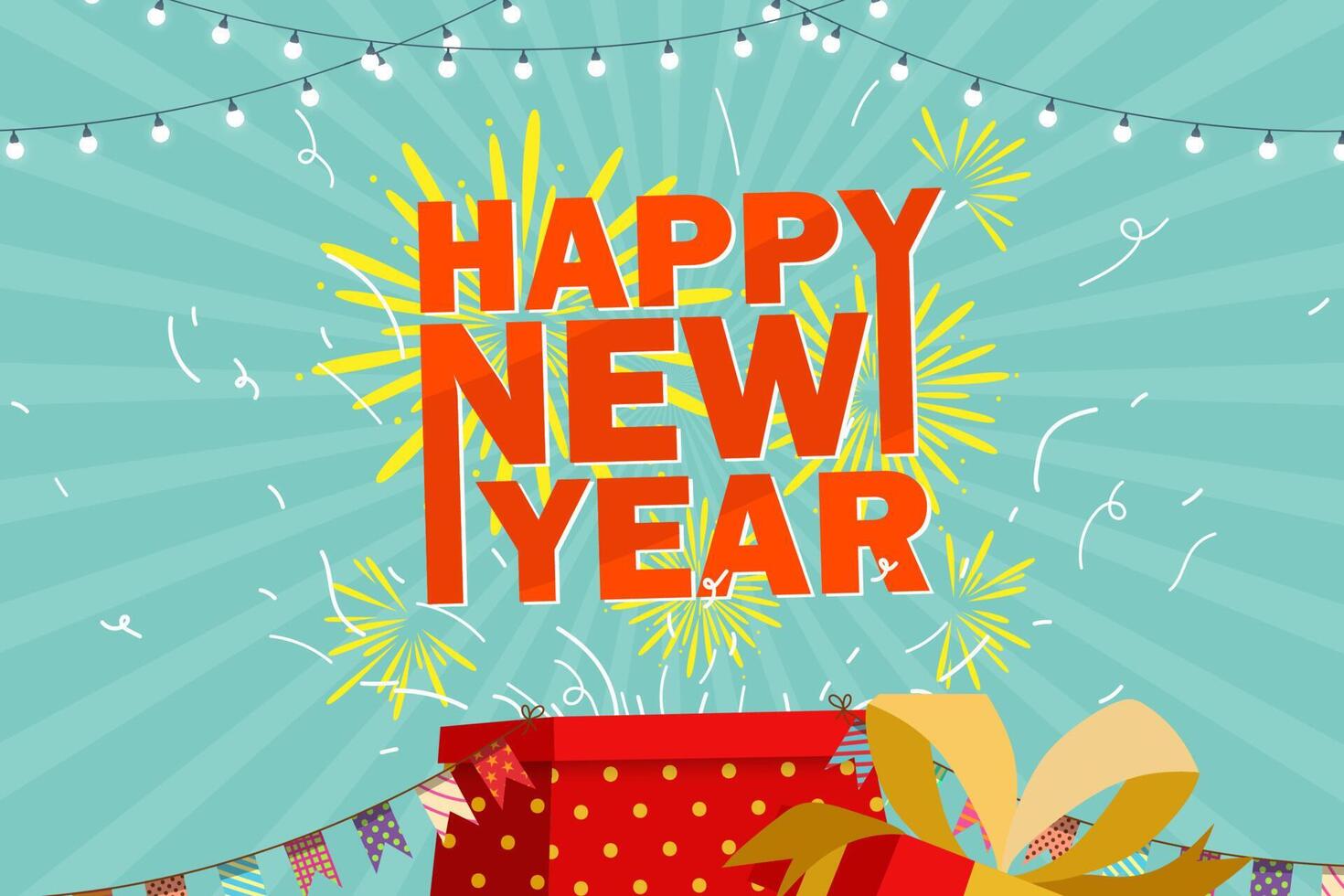 Greeting New year 2022 card cartoon with lettering vector illustration