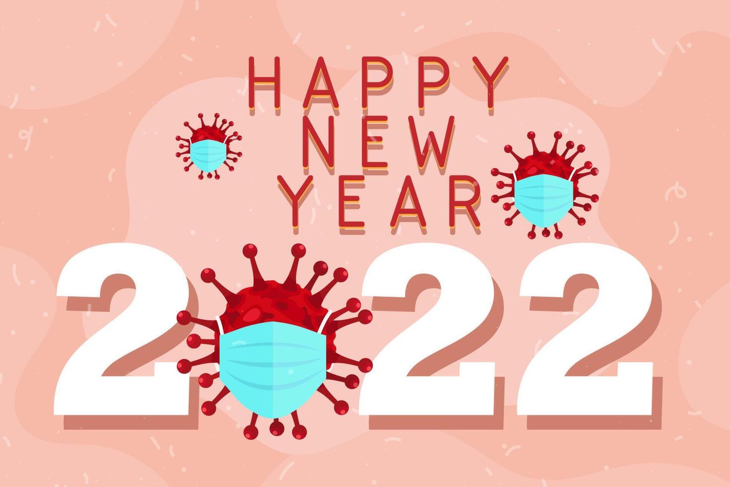 Greeting New year 2022 card cartoon with lettering vector illustration