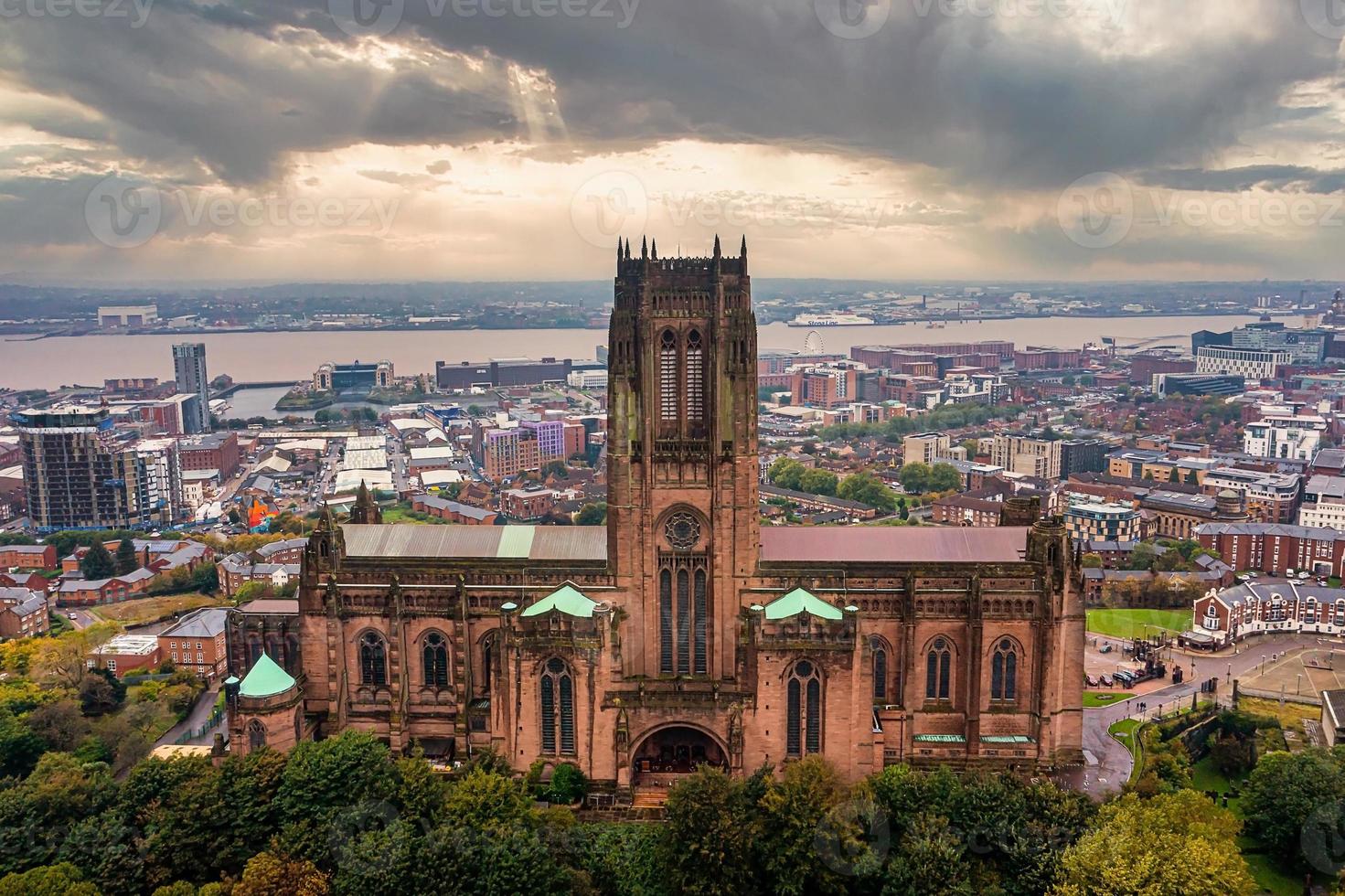 Aerial view of the Liverpool main cathedral in United Kingdom. photo